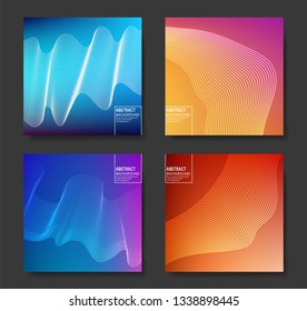 Set of Medical Abstract Backgrounds, with Floating Lines.