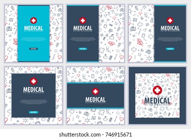 Set of Medical banners. Health care. Vector medicine illustration