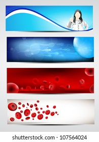 Conjunto de banners médicos o encabezados de sitios web. EPS 10.