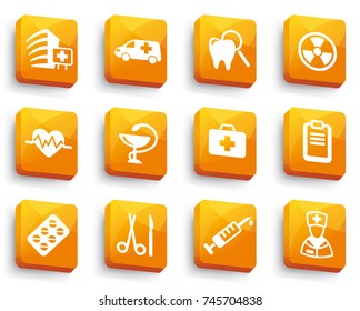 Set of medical buttons