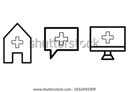  set of Medical Cross Icon, health icons vector illustration symbol.