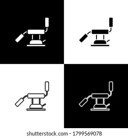 Set Medical dental chair icon isolated on black and white background. Dentist chair. Vector Illustration
