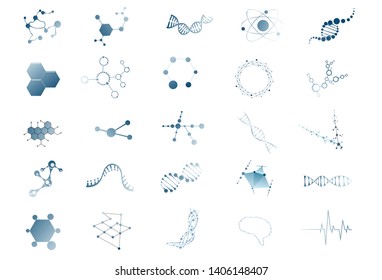 Set of medical dna molecule structure Science illustration eps10
