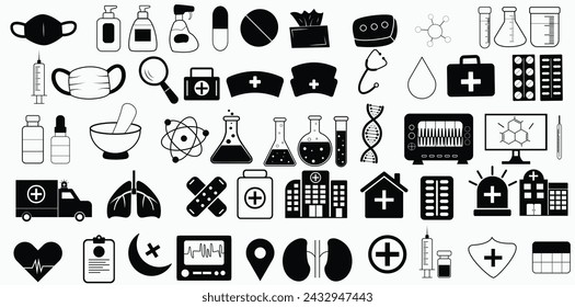 Set Medical And Doctor vector Icons Clipart style stock design