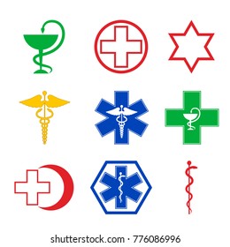 set of medical emblems