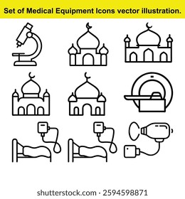 Set of medical equipment icons vector illustration.