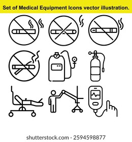 Set of medical equipment icons vector illustration.
