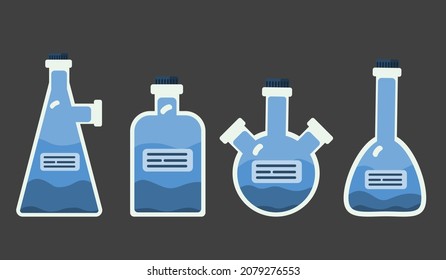  set of medical flasks for experiment