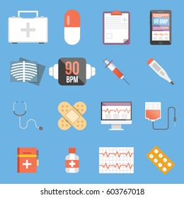 Set of medical flat design vector icons