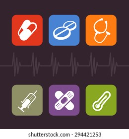 Set of medical flat icons vector illustration