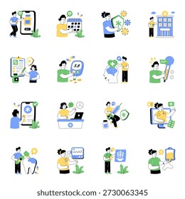Conjunto de Ilustraciones planas médicas
