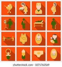 Set of medical health care icons in flat style with shadow