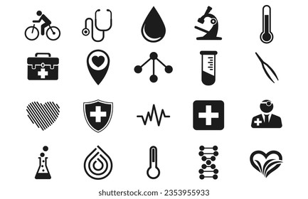 establecer el icono de estado médico. icono de estilo de glifo sólido