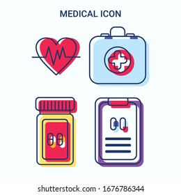 Set of Medical and Health icons colorful. Isolated on background. Vector illustration