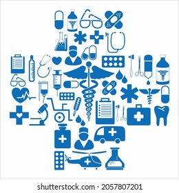 
Set of medical and health icons. Isolated on a white background. Vector illustration