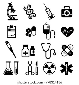 Set Of Medical And Health Icons. Isolated On White Background. Vector Illustration