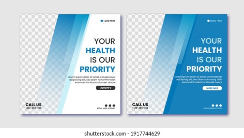 Set Of Medical Healthcare Center Social Media Post Template. Web Banner Advertising.
