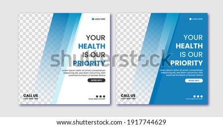 Set of medical healthcare center social media post template. web banner advertising.