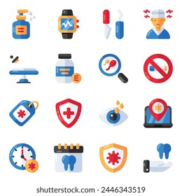 Set of Medical and Healthcare Flat Icons