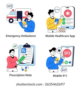 Set of Medical and Healthcare Flat Illustrations