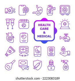 Set of Medical and Healthcare, vector icons. Premium quality symbols. medicine and health elements for mobile concepts and web apps.