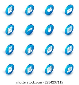 Set Medical hospital building with shield, Heart, Briefcase, Blank notebook and pen, Torn contract, Delivery cargo truck, Report file document and Family insurance icon. Vector