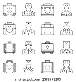 Conjunto de iconos médicos. Diseño de vector pictograma.