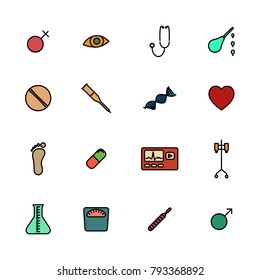 Set of medical icons with a black stroke. Flat style, vector illustration.