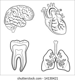 Set of medical icons. Black and white. Simply change.  Vector illustration.