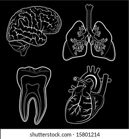 Set of medical icons. Black and white. Simply change. Vector illustration.