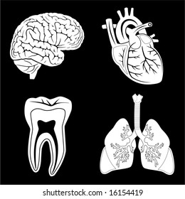 Set of  medical icons. Black and white. Simply change. Vector illustration.