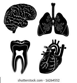 Set of medical icons. Black and white. Simply change. Vector illustration.