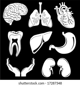 Set of medical icons. Black and white. Simply change.  Vector illustration.