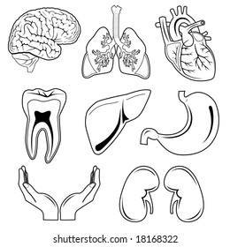 Set of medical icons. Black and white. Simply change. Vector illustration.