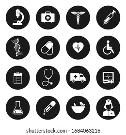 Set of Medical icons in circle button style, vector Illustration