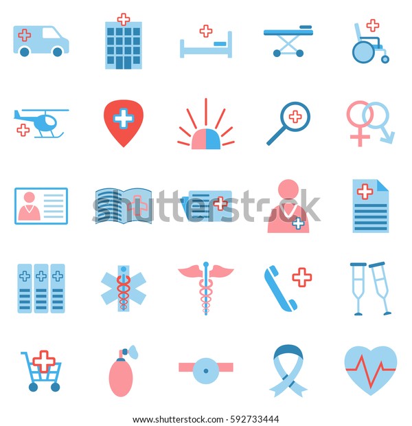 Set of medical icons. Collection of\
pharmacy and medicine icons on white background. Health-care icons\
in flat style. Vector\
illustration.