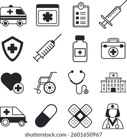 Set of medical icons. Health care medical sign icons. Medecine and Health icons