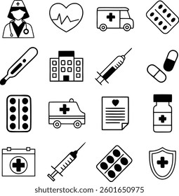 Set of medical icons. Health care medical sign icons. Medecine and Health icons