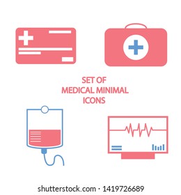 Set of medical icons, minimal style, red and blue health care symbols on white background EPS Vector 