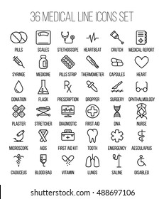 Set of medical icons in modern thin line style. High quality black outline medicine symbols for web site design and mobile apps. Simple linear health care pictograms on a white background.