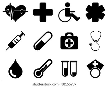 Set of  medical icons on white background.