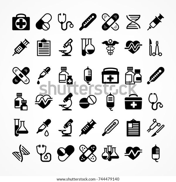 Set Medical Icons On White Medicine Stock Vector (Royalty Free ...