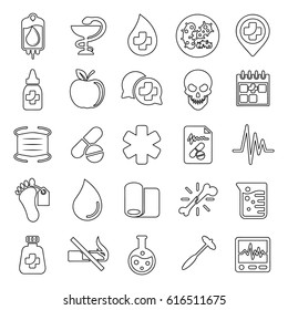 Set of medical icons in thin line style, part 5 of 5