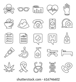 Set of medical icons in thin line style, part 3 of 5