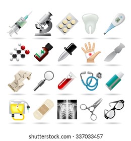 Set of medical icons and tools. Vector Illustration