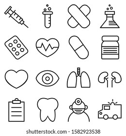 Set of medical icon,vector medical with line style.vector set of medical icon