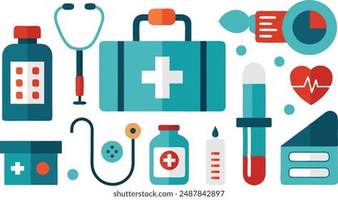 Set of medical instrument icon vector design