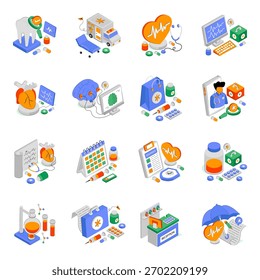 Set of Medical Isometric Illustrations 