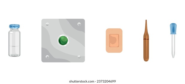 Set of medical items on white background