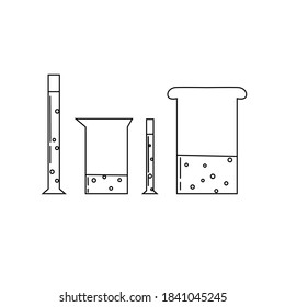 Set with medical laboratory equipment - beakers. İsoleted vector outline illustration